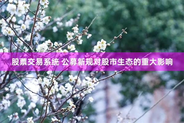 股票交易系统 公募新规对股市生态的重大影响