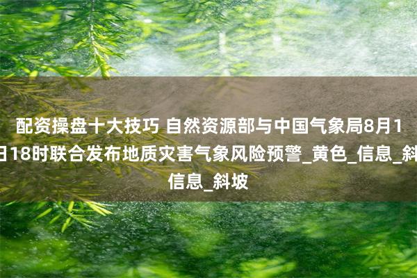 配资操盘十大技巧 自然资源部与中国气象局8月17日18时联合发布地质灾害气象风险预警_黄色_信息_斜坡