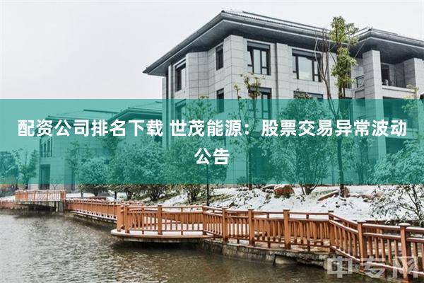 配资公司排名下载 世茂能源：股票交易异常波动公告